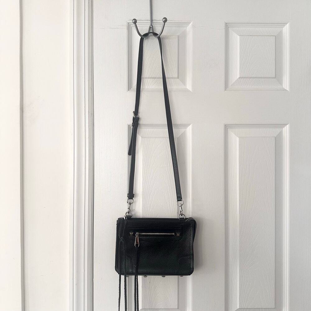 Rebecca Minkoff Black Leather Silver Hardware Regan Crossbody Convertible Clutch